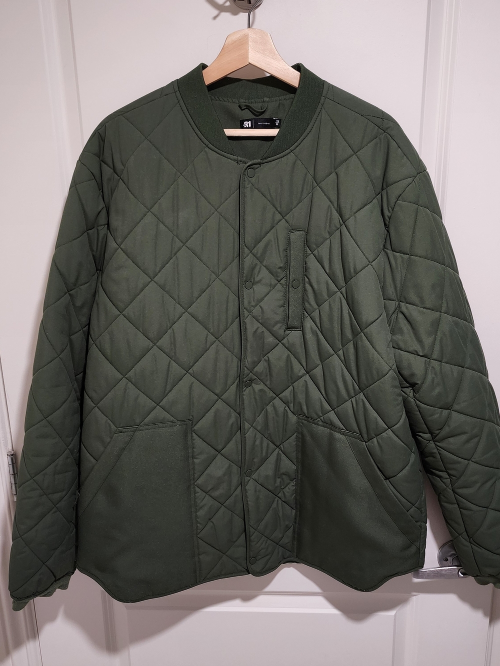Simons Quilted Dark Olive Green Bomber Jacket